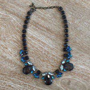 Gray and blue rhinestone necklace
